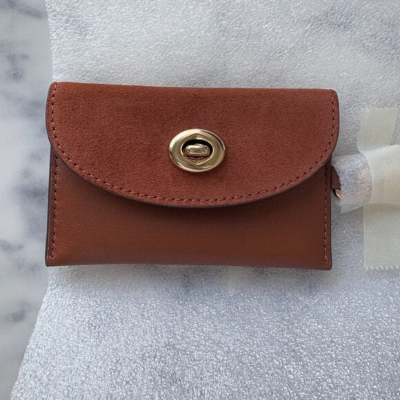 New! COACH Turnlock Card Case 1941 Saddle - Picture 2 of 9